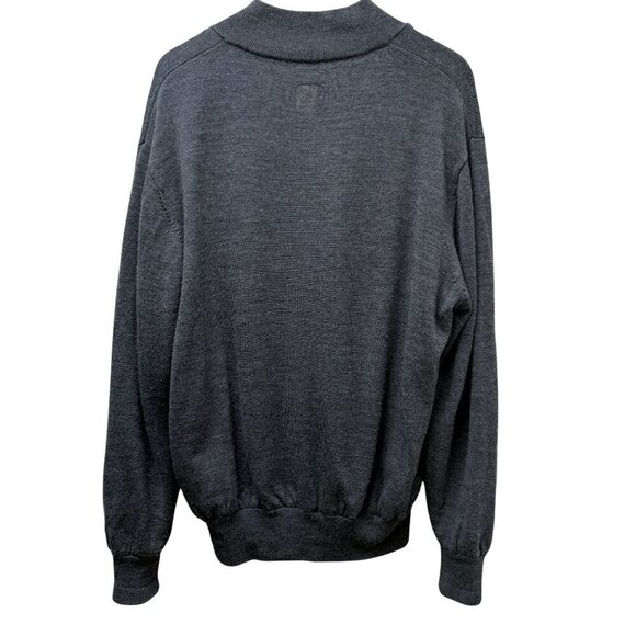 FOOTJOY Lined Wool Golf Sweater Mens Large Gray Zip Mockneck Stone Eagle - Picture 4 of 10